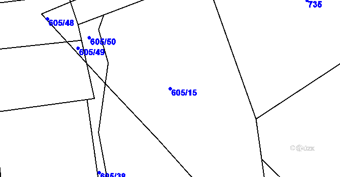 Parcela st. 605/15 v KÚ Podhořany u Ronova, Katastrální mapa