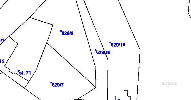 Parcela st. 629/18 v KÚ Podhořany u Ronova, Katastrální mapa