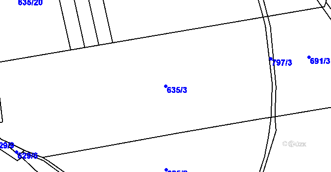 Parcela st. 635/3 v KÚ Podhořany u Ronova, Katastrální mapa