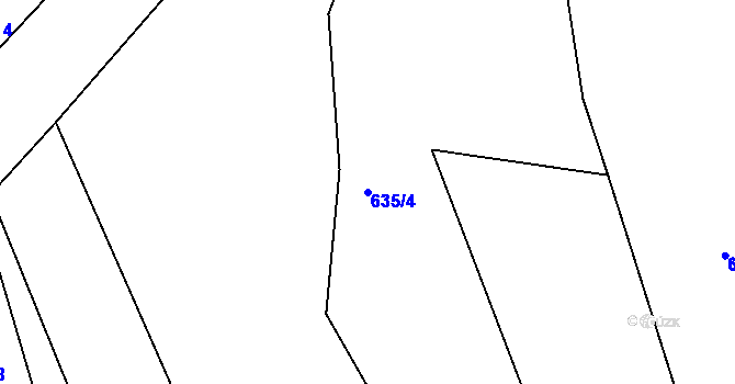 Parcela st. 635/4 v KÚ Podhořany u Ronova, Katastrální mapa