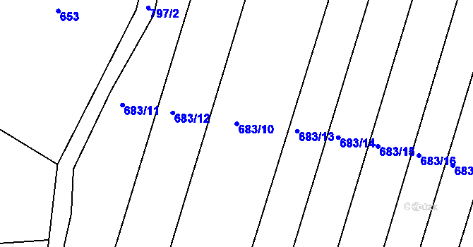 Parcela st. 683/10 v KÚ Podhořany u Ronova, Katastrální mapa