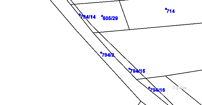 Parcela st. 794/2 v KÚ Podhořany u Ronova, Katastrální mapa