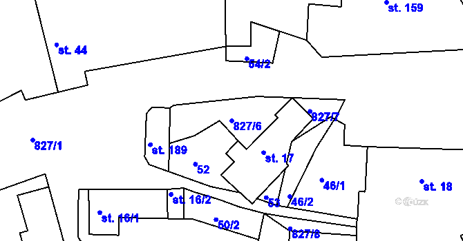 Parcela st. 827/6 v KÚ Podhořany u Ronova, Katastrální mapa
