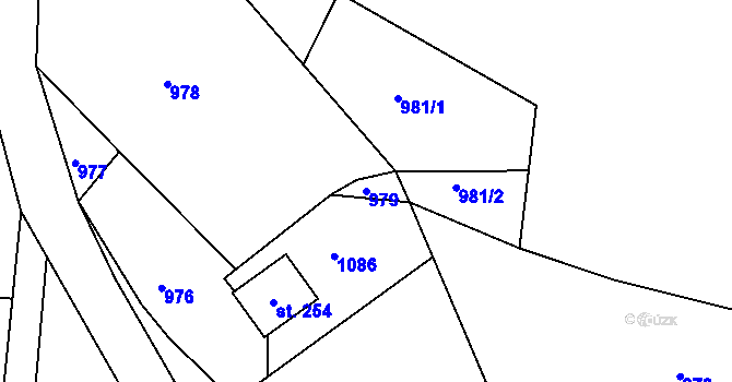 Parcela st. 979 v KÚ Podhořany u Ronova, Katastrální mapa