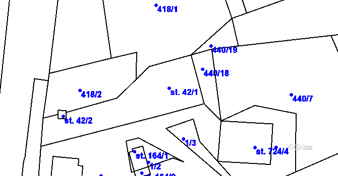 Parcela st. 42/1 v KÚ Podhořany u Ronova, Katastrální mapa