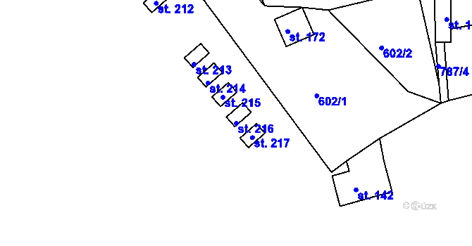 Parcela st. 216 v KÚ Podhořany u Ronova, Katastrální mapa