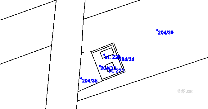 Parcela st. 220 v KÚ Podhořany u Ronova, Katastrální mapa