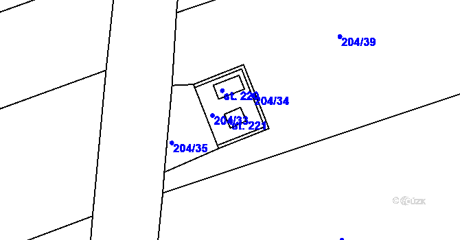 Parcela st. 221 v KÚ Podhořany u Ronova, Katastrální mapa
