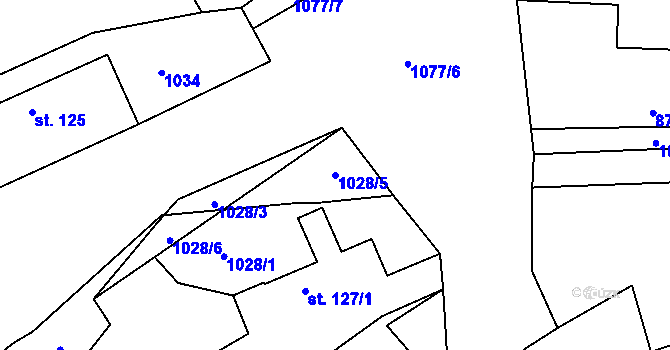 Parcela st. 1028/5 v KÚ Podhořany u Ronova, Katastrální mapa