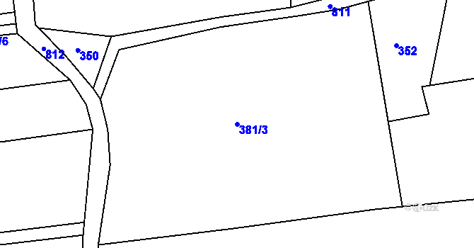 Parcela st. 381/3 v KÚ Podhořany u Ronova, Katastrální mapa