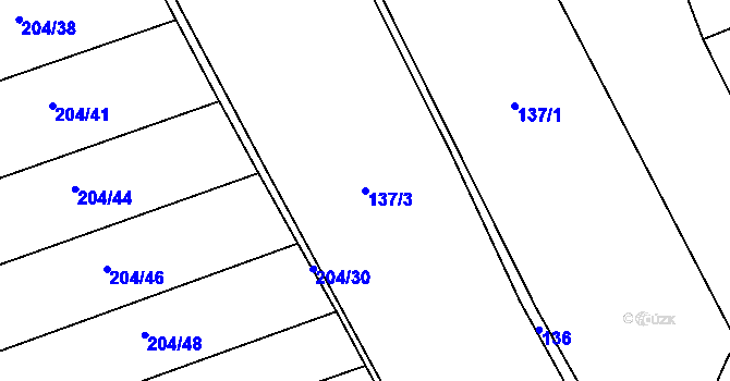 Parcela st. 137/3 v KÚ Podhořany u Ronova, Katastrální mapa