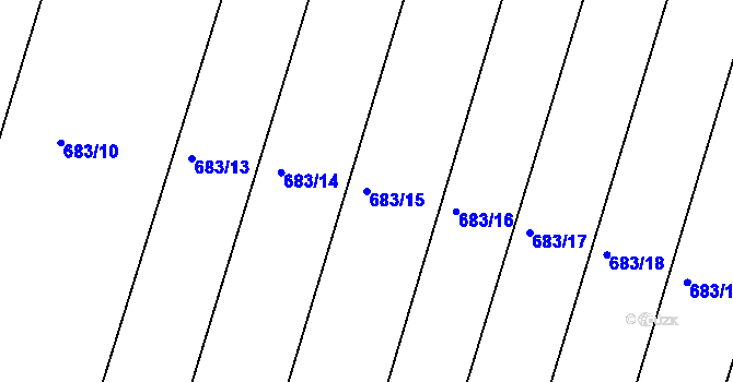Parcela st. 683/15 v KÚ Podhořany u Ronova, Katastrální mapa