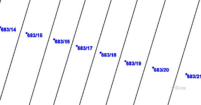 Parcela st. 683/18 v KÚ Podhořany u Ronova, Katastrální mapa