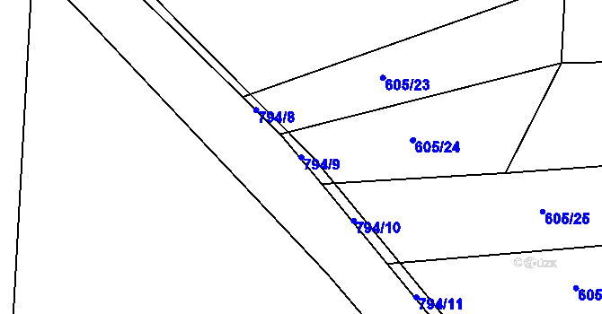 Parcela st. 794/9 v KÚ Podhořany u Ronova, Katastrální mapa