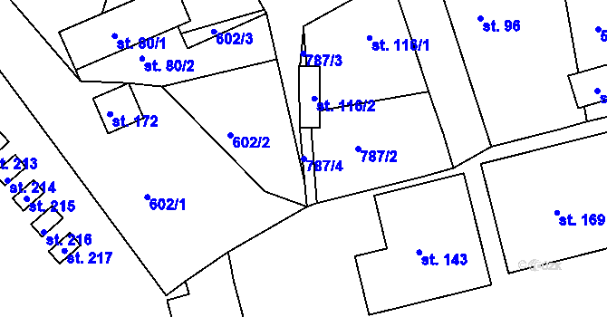 Parcela st. 787/4 v KÚ Podhořany u Ronova, Katastrální mapa
