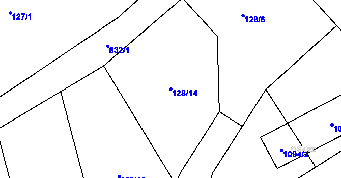 Parcela st. 128/14 v KÚ Podhořany u Ronova, Katastrální mapa