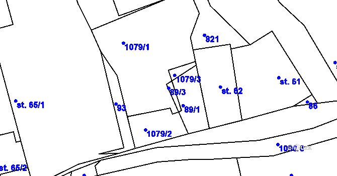 Parcela st. 89/3 v KÚ Podhořany u Ronova, Katastrální mapa