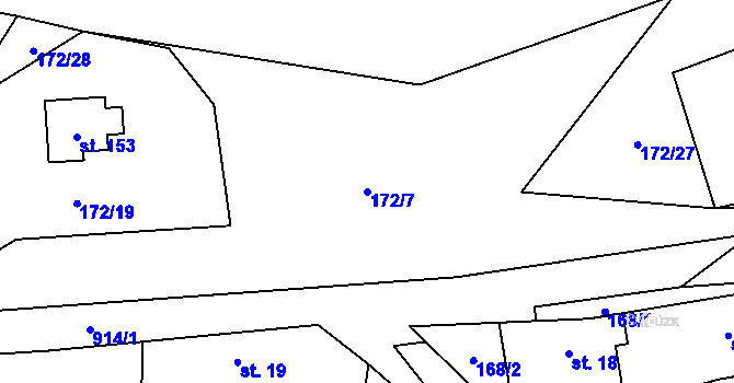 Parcela st. 172/7 v KÚ Podhoří na Moravě, Katastrální mapa