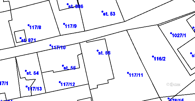 Parcela st. 56 v KÚ Podhrad, Katastrální mapa