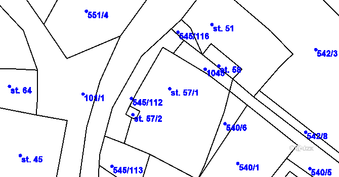 Parcela st. 57/1 v KÚ Podhrad, Katastrální mapa