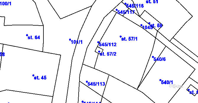 Parcela st. 57/2 v KÚ Podhrad, Katastrální mapa