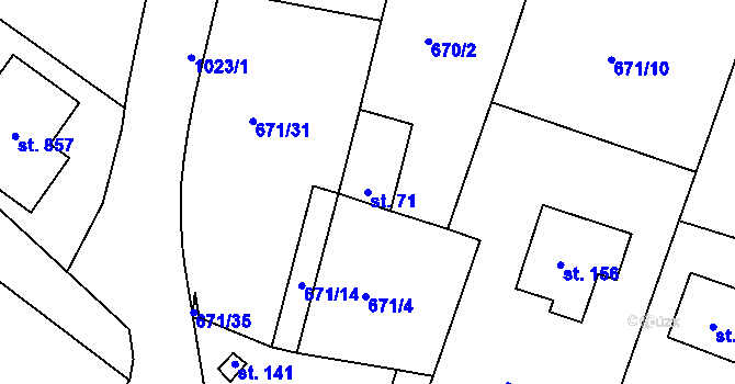 Parcela st. 71 v KÚ Podhrad, Katastrální mapa
