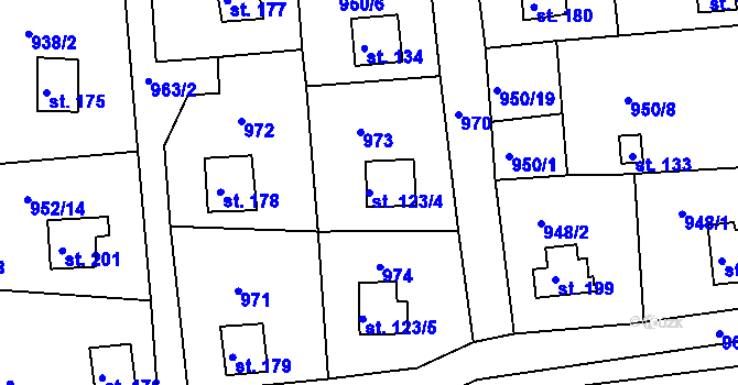 Parcela st. 123/4 v KÚ Podhrad, Katastrální mapa