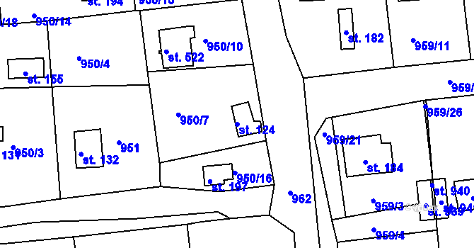 Parcela st. 124 v KÚ Podhrad, Katastrální mapa