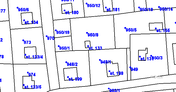 Parcela st. 133 v KÚ Podhrad, Katastrální mapa