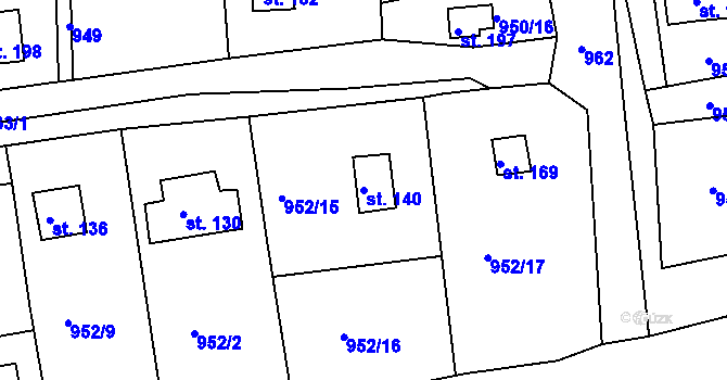 Parcela st. 140 v KÚ Podhrad, Katastrální mapa