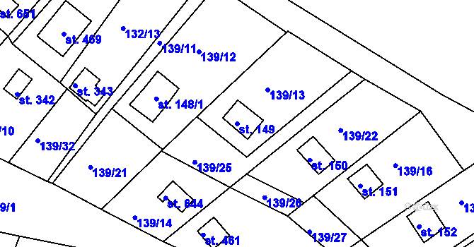 Parcela st. 149 v KÚ Podhrad, Katastrální mapa