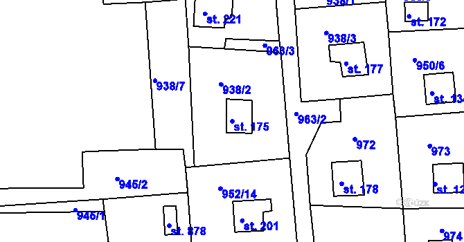 Parcela st. 175 v KÚ Podhrad, Katastrální mapa