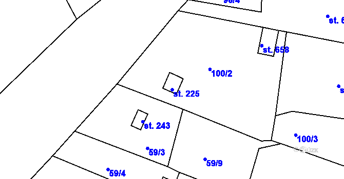 Parcela st. 225 v KÚ Podhrad, Katastrální mapa