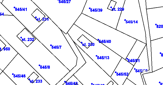 Parcela st. 230 v KÚ Podhrad, Katastrální mapa
