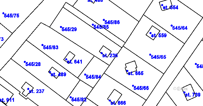 Parcela st. 236 v KÚ Podhrad, Katastrální mapa