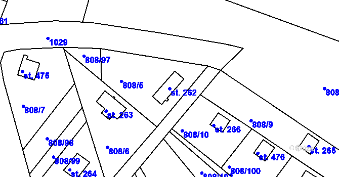 Parcela st. 262 v KÚ Podhrad, Katastrální mapa