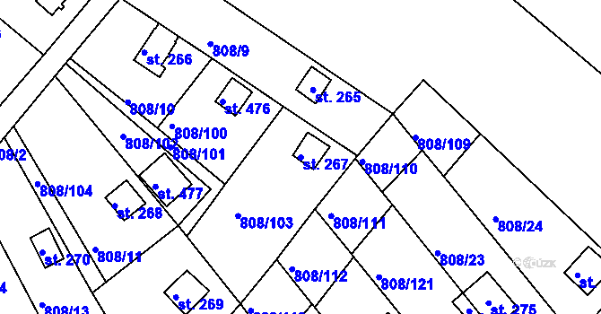 Parcela st. 267 v KÚ Podhrad, Katastrální mapa