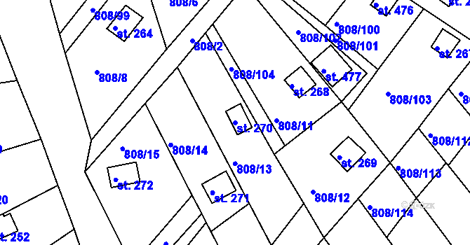 Parcela st. 270 v KÚ Podhrad, Katastrální mapa