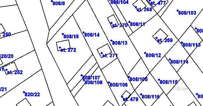 Parcela st. 271 v KÚ Podhrad, Katastrální mapa