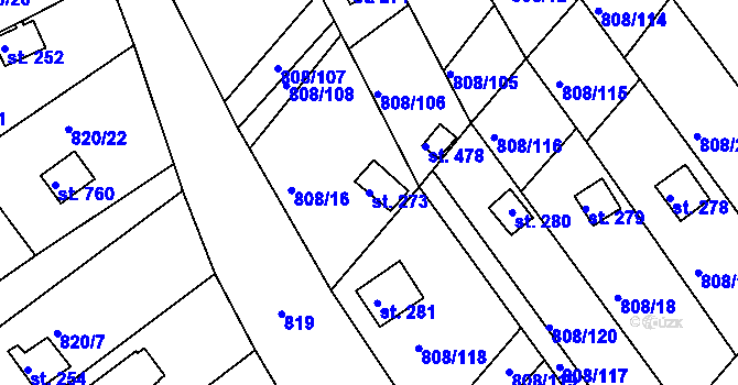 Parcela st. 273 v KÚ Podhrad, Katastrální mapa