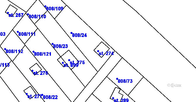 Parcela st. 274 v KÚ Podhrad, Katastrální mapa