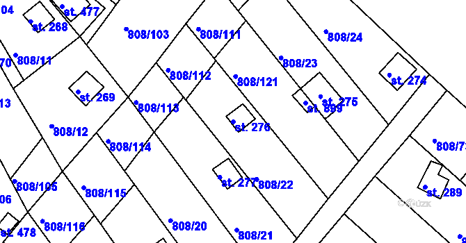 Parcela st. 276 v KÚ Podhrad, Katastrální mapa