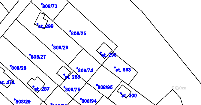 Parcela st. 290 v KÚ Podhrad, Katastrální mapa