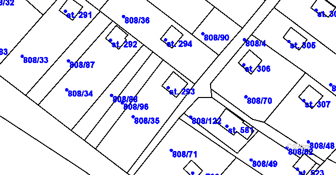 Parcela st. 293 v KÚ Podhrad, Katastrální mapa
