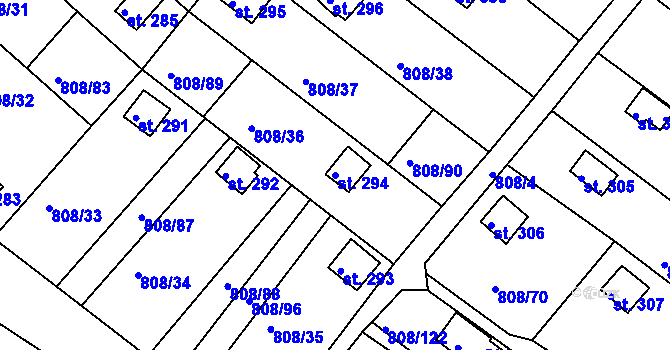Parcela st. 294 v KÚ Podhrad, Katastrální mapa