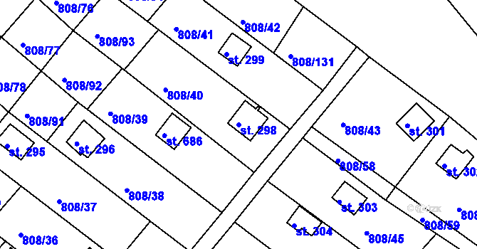 Parcela st. 298 v KÚ Podhrad, Katastrální mapa