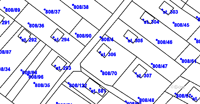 Parcela st. 306 v KÚ Podhrad, Katastrální mapa