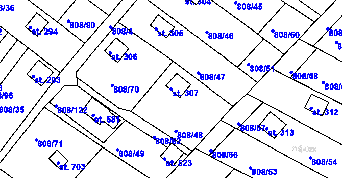 Parcela st. 307 v KÚ Podhrad, Katastrální mapa