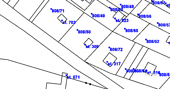 Parcela st. 309 v KÚ Podhrad, Katastrální mapa