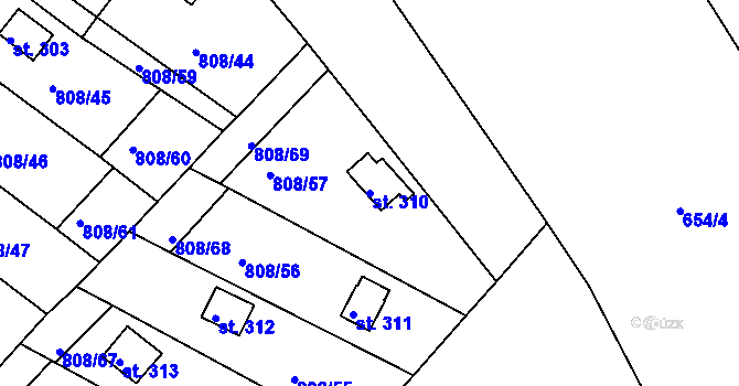 Parcela st. 310 v KÚ Podhrad, Katastrální mapa